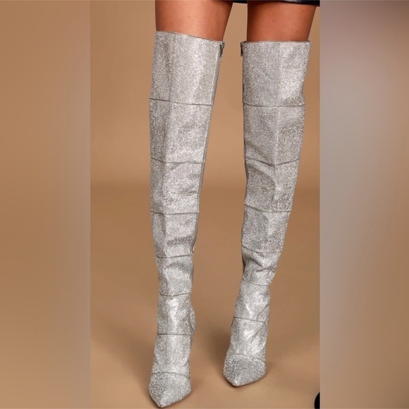 Steve Madden Wonders Rhinestone Pointed-Toe Over The Knee Boots Size 7.5 Women - Picture 1 of 16